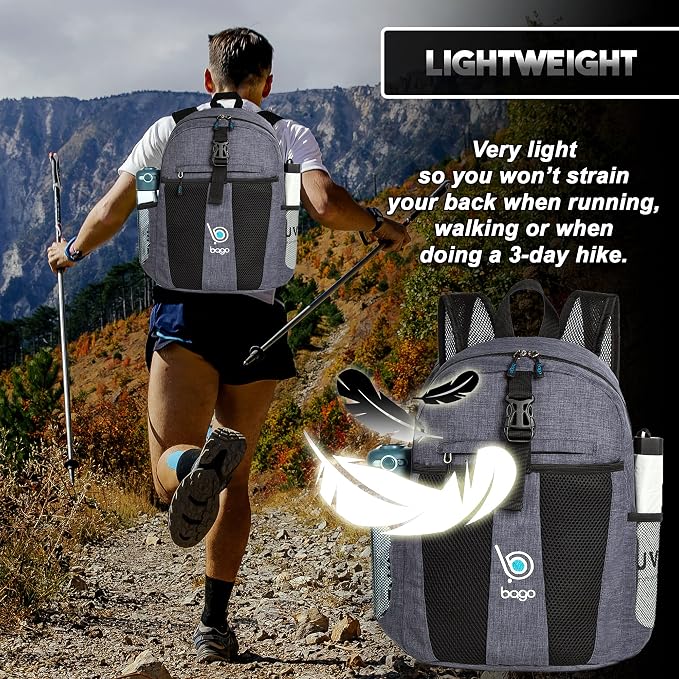 Bago Lightweight Backpack for Hiking Backpack for Women and Men - 25L Travel - Image 6