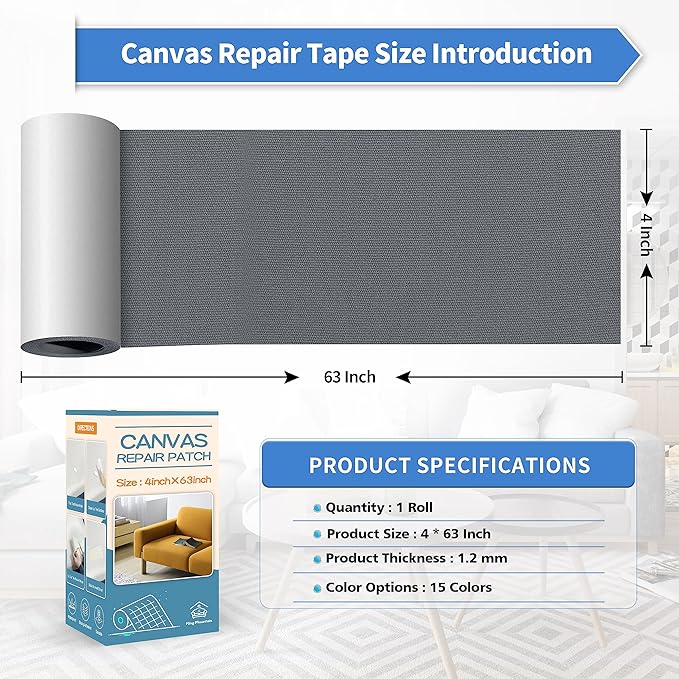 KING MOUNTAIN Canvas Repair Tape, Outdoor Gear Patch, 4×63 Inches, Waterproof - Image 4