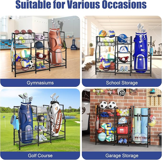Sonyabecca Garage Sports Equipment Organizer 2 Golf Bag Stand Golf Storage - Image 6