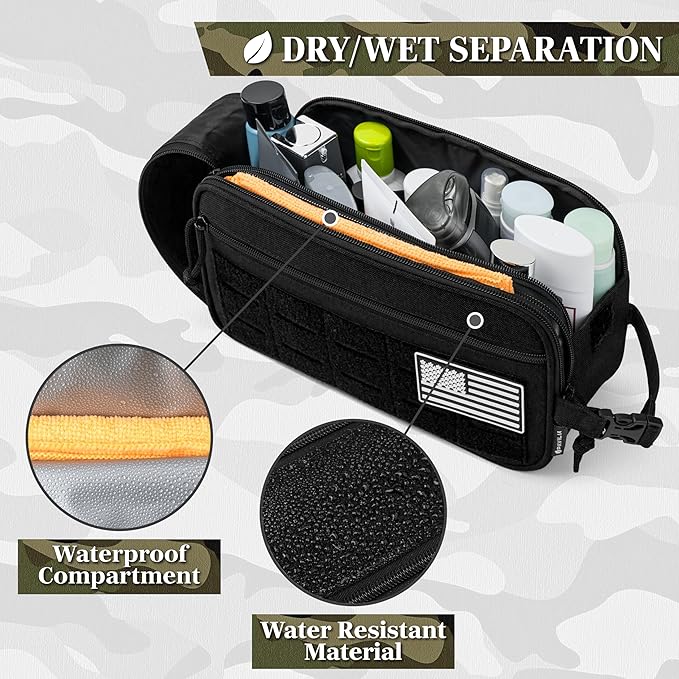 PAVILIA Tactical Toiletry Bag for Men, Travel Hygiene Bag, Military Gear Dopp - Image 2