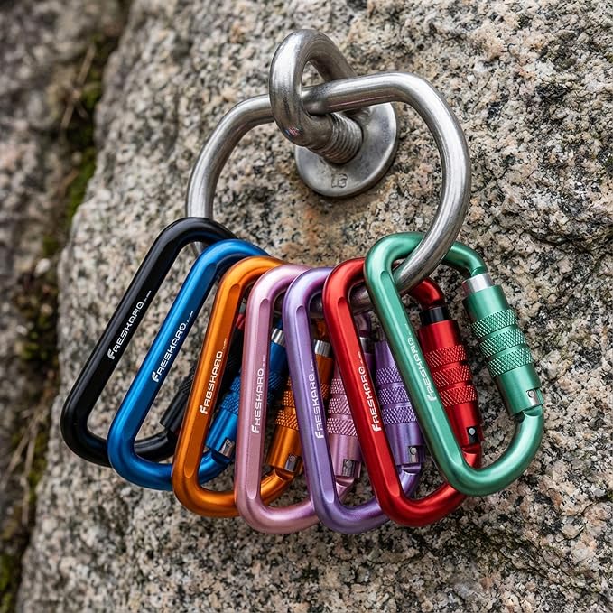 FresKaro 3inch 12kN-2698lbs Auto Locking Carabiner Clips, Solid D Shape - Image 8