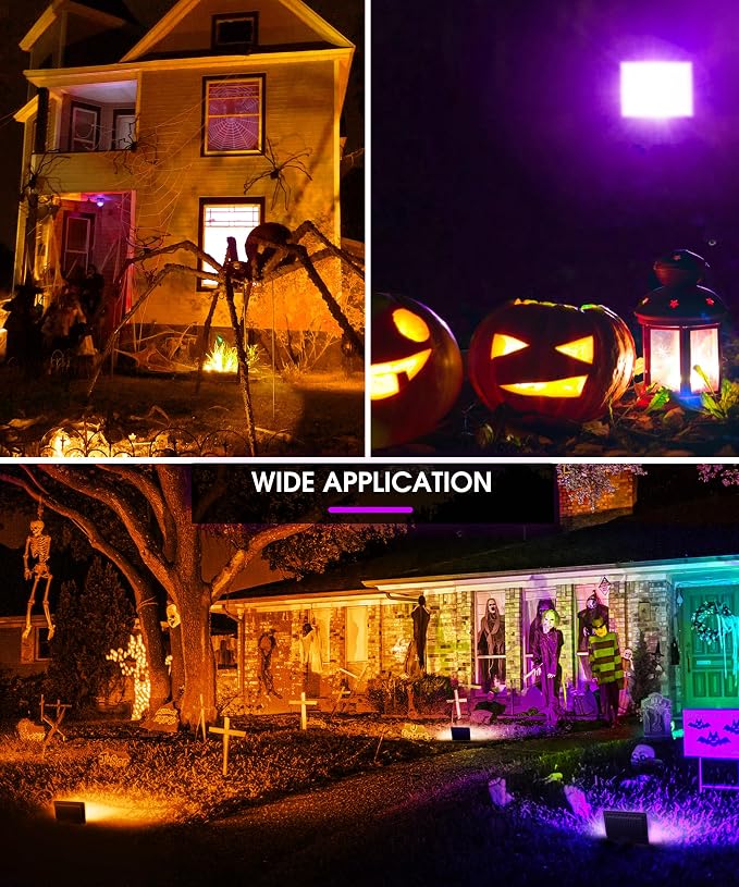 L LOHAS LED Orange and Purple Christmas Halloween Flood Light Outdoor, 2 Pack - Image 5