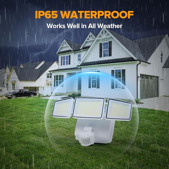 UME Battery Powered Motion Sensor Outdoor Lights 302 LED 1800LM, IP65 - Image 7