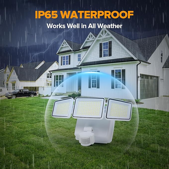 UME Battery Powered Motion Sensor Outdoor Lights 302 LED 1800LM, IP65 - Image 7