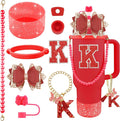 9PCS Red for Stanley Cup Accessories Set Bling Initials Bow Charms for Stanley by Unknown