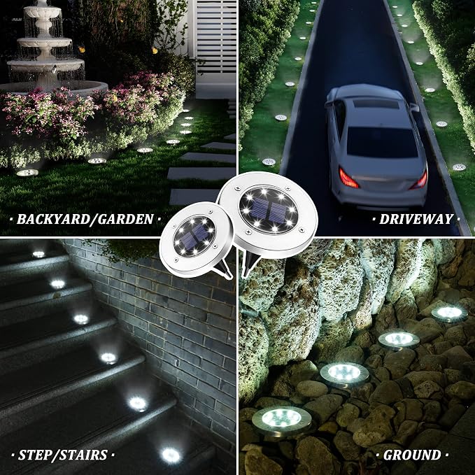 SOLPEX Solar Lights Outdoor Waterproof, 8 Pack Solar Ground Lights, Solar - Image 2