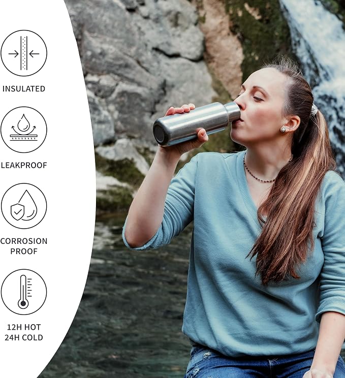 Bambaw 12 oz Metal Water Bottle, Insulated Water Bottle Stainless Steel Double - Image 3