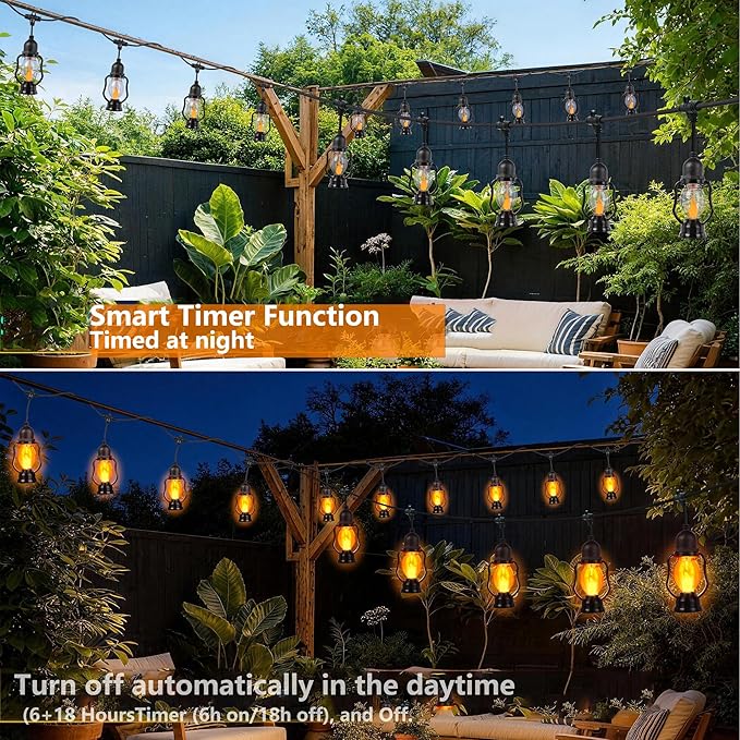 Zeiliuled Flame Outdoor String Lights, 21FT Patio Lights - Image 3