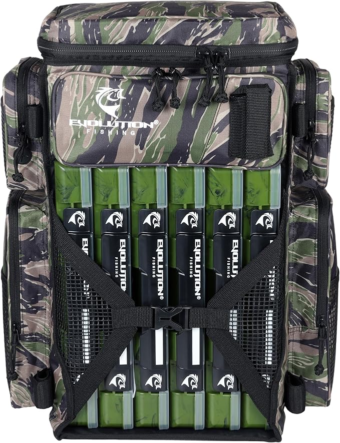 Evolution Fishing Drift Series Tackle Backpack, Outdoor Rucksack w/ 6 Fishing - Image 4