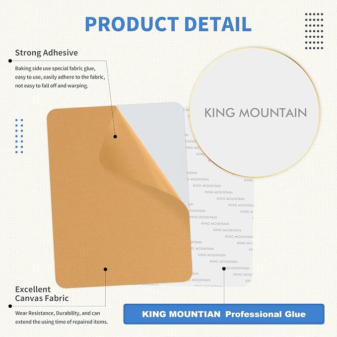KING MOUNTAIN Canvas Repair Patch 9 x11 Inch 2 Pcs Self-Adhesive Waterproof - Image 3