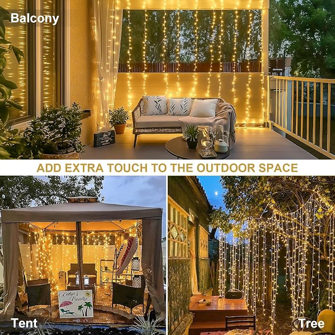 JMEXSUSS 300 LED Remote Control Curtain Lights, Plug in Fairy Curtain Lights - Image 4