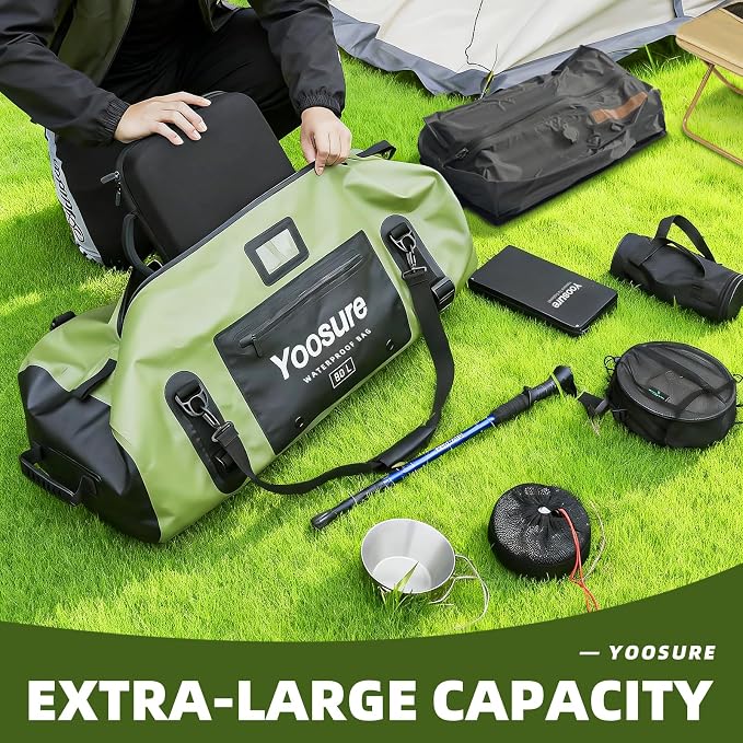 80L Waterproof Duffel Bag Motorcycle Dry Bag Backpack, Waterproof Zippered Bags - Image 4