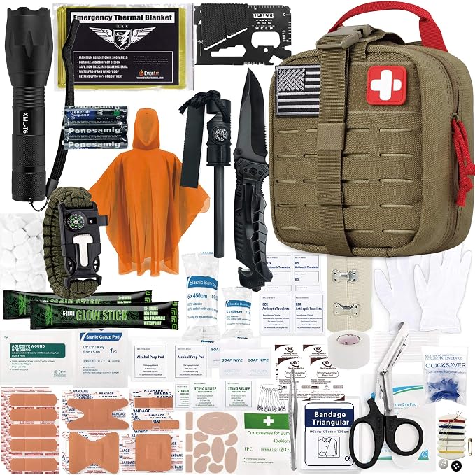 Everlit Survival Upgraded Survival First Aid Kit Emergency Gear Trauma Kit by EVERLITSURVIVAL