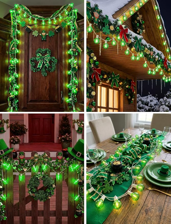 25Ft G40 LED Outdoor Globe String Lights, Outdoor St. Patrick's Day Decorations - Image 7