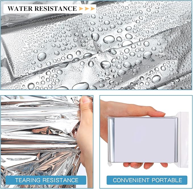 Macarrie 100 Pack Emergency Thermal Blankets Silver Foil Survival Blanket Kit - Image 4