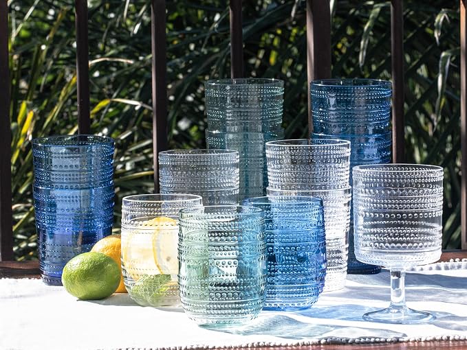 Beaded 14 oz Durable Acrylic Wine Glasses, Shatter-Resistant and - Image 5