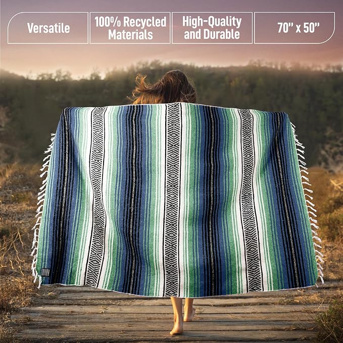 Hydration Nation Authentic Large Handwoven Mexican Blanket - Image 3