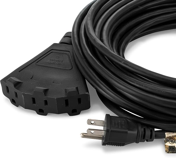 Holiday Lighting Outlet 50-Foot Black Extension Cord, 3-Prong Indoor & Outdoor - Image 2