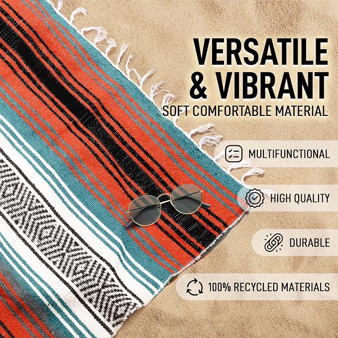 Hydration Nation Authentic Large Handwoven Mexican Blanket - Image 2