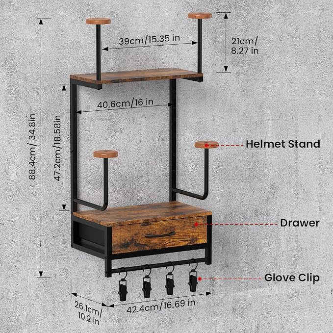 Motorcycle Helmet Holder Wall Mount, Helmet Rack - Image 2