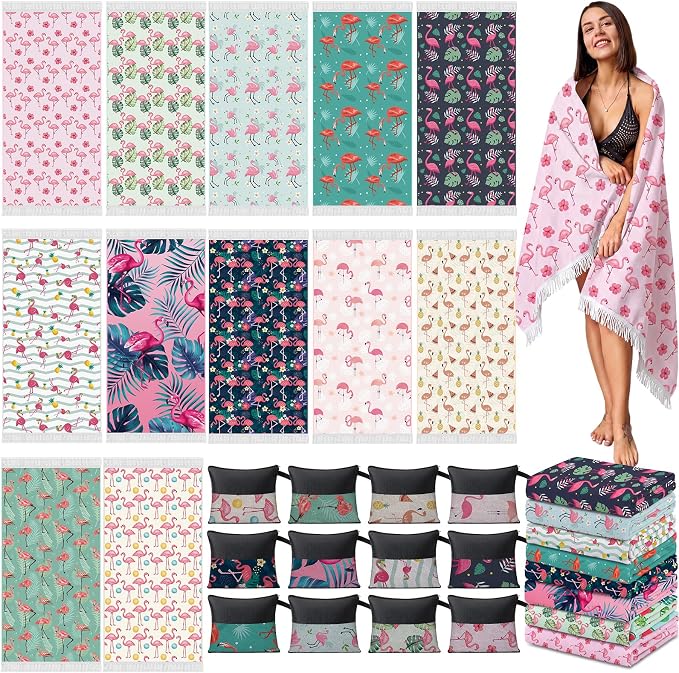 Peryiter 24 Pack Microfiber Oversize Turkish Beach Towel Set 12 Large Absorbent by Peryiter