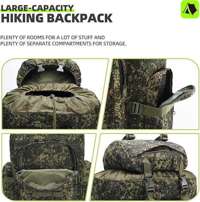 King'sGuard 100L Camping Hiking Backpack Molle Rucksack Military Camping - Image 3