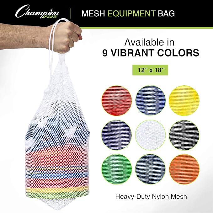 Champion Sports Mesh Equipment Bag – Heavy-Duty Nylon Drawstring Bag - Image 2
