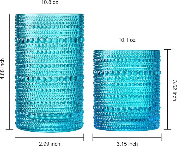 Khen Hobnail Beaded Highball Drinking Tumbler Glasses | Set of 12 | Autumn - Image 6