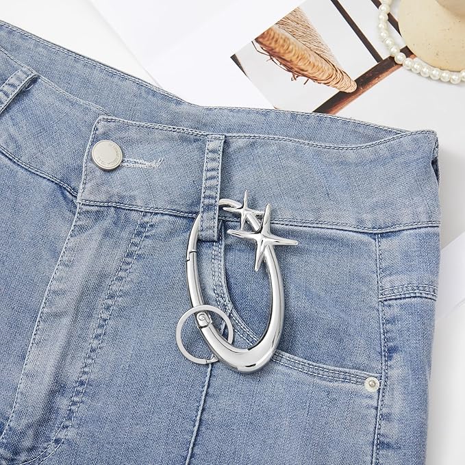 Y2K Cute Star Carabiner Keychain Cool Belt Loop Clip Starlight Heavy Duty - Image 6