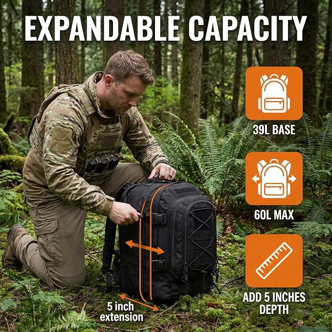 Large Military Bug Out Bag 3 Day Pack Expandable Backpack Army Daypack - Image 5