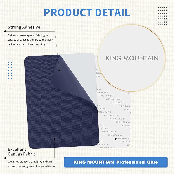 KING MOUNTAIN Canvas Repair Patch 9 x11 Inch 4 Pcs Self-Adhesive Waterproof - Image 3