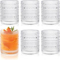 KMIGRUAN Hobnail Drinking Glasses Set of 6, 12oz Vintage Glassware Embossed by KMIGRUAN