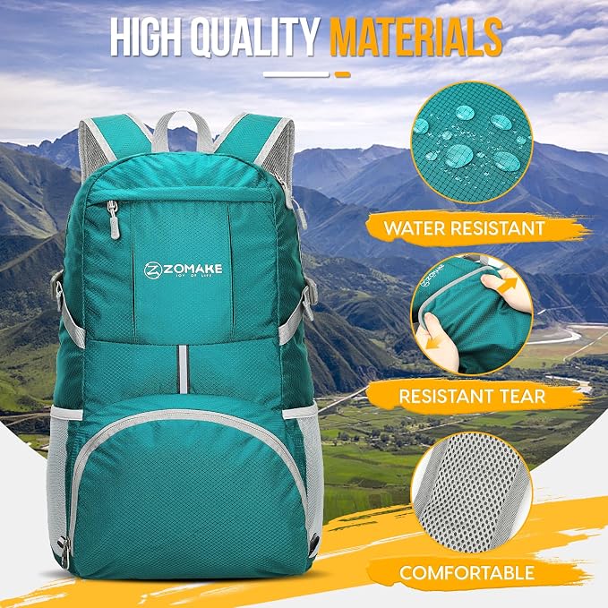 ZOMAKE Lightweight Packable Backpack 35L, Light Foldable Backpacks Water - Image 5