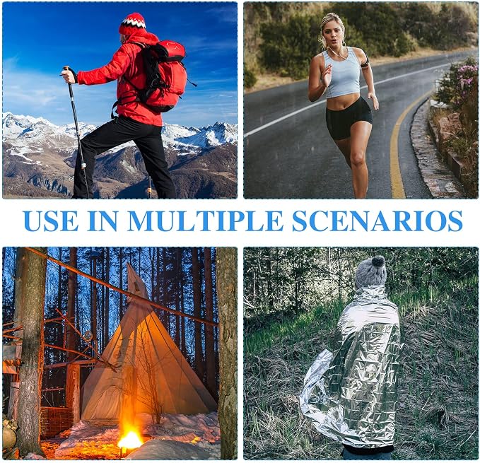 Macarrie 75 Pack Emergency Foil Thermal Blankets Silver Foil Survival Space - Image 6