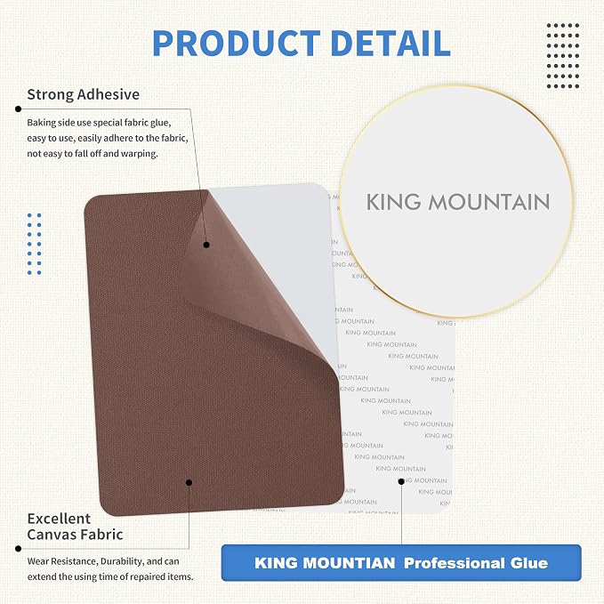 KING MOUNTAIN Canvas Repair Patch 9 x11 Inch 2 Pcs Self-Adhesive Waterproof - Image 3