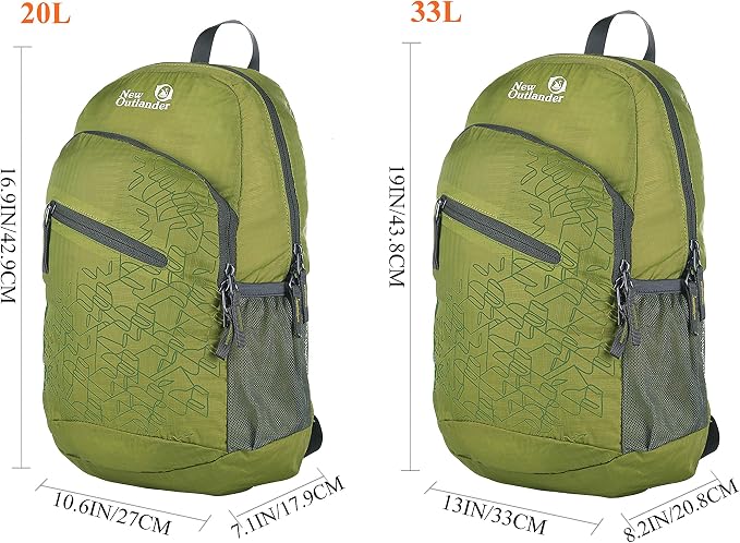 Outlander Packable Handy Lightweight Travel Hiking Backpack Daypack-Green-L - Image 6