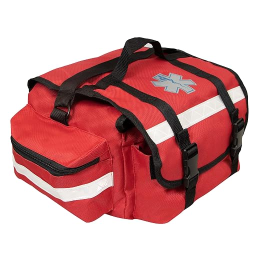 Primacare KB-RO74-R First Responder Trauma Bag, Side Pockets, Reflective Strip by Primacare