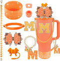 9PCS Orange for Stanley Cup Accessories Set Bling Initials Bow Charms for by Unknown
