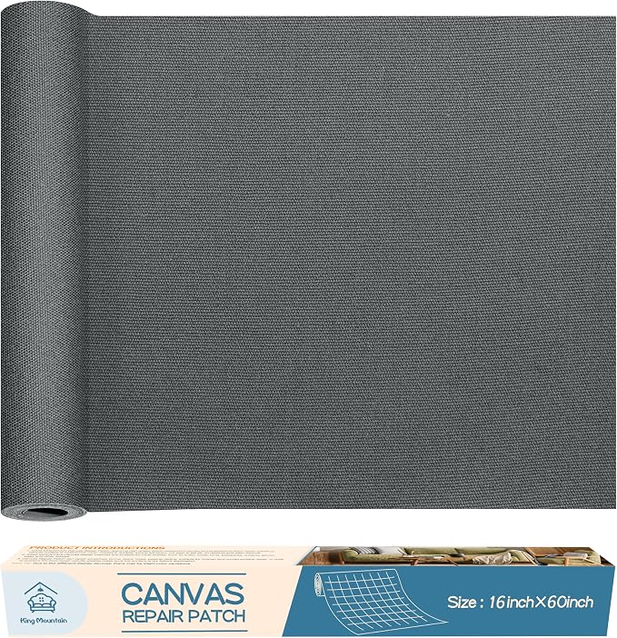KING MOUNTAIN Canvas Repair Patch 16×60 Inch Self-Adhesive Waterproof Fabric by ForABetterHomeLife