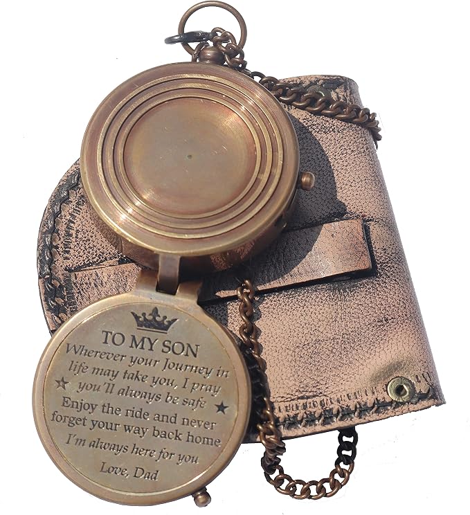 Brass Engrved Compass for Men, Pocket Compass - Image 6