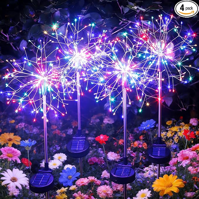 Solar Garden Lights Outdoor Yard Decorations, 4 Pack 150Leds Pathway Light by WhereLightMeetsLife