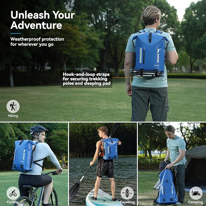 MARCHWAY Roll Top Waterproof Backpack, Floating Dry Bag 20L/30L/45L - Image 6