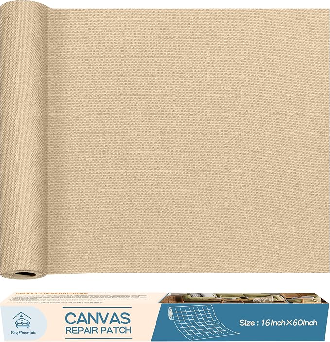 KING MOUNTAIN Canvas Repair Patch 16×60 Inch Self-Adhesive Waterproof Fabric by ForABetterHomeLife
