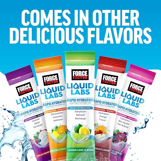 Force Factor Liquid Labs Electrolytes Powder Packets—Lemon Lime—Hydration - Image 7