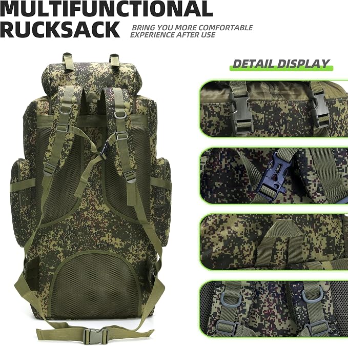 100L Camping Hiking Backpack, Molle military Tactical rucksack backpack - Image 4
