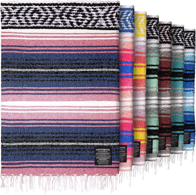 Hydration Nation Authentic Large Handwoven Mexican Blanket by ZulayKitchen