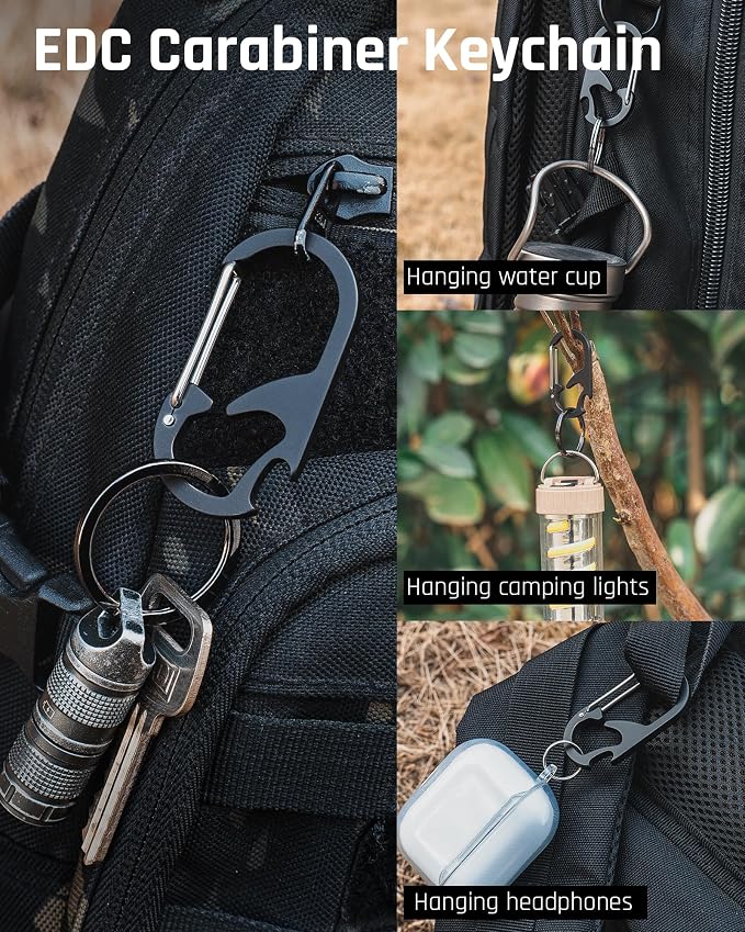 TISUR Titanium Carabiner Keychain Clip, Anti-Lost Key Ring Holder, Self-Locking - Image 6