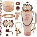 9PCS Brown for Stanley Cup Accessories Set Bling Initials Bow Charms for by Unknown