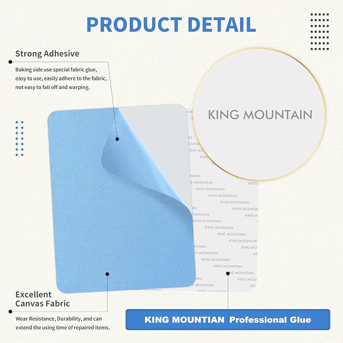 KING MOUNTAIN Canvas Repair Patch 9 x11 Inch 2 Pcs Self-Adhesive Waterproof - Image 3