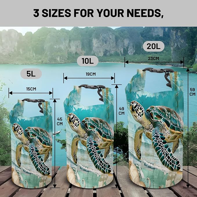 Waterproof Dry Bag, Sea Turtle Starfish Nautical Small Waterproof Backpack - Image 6
